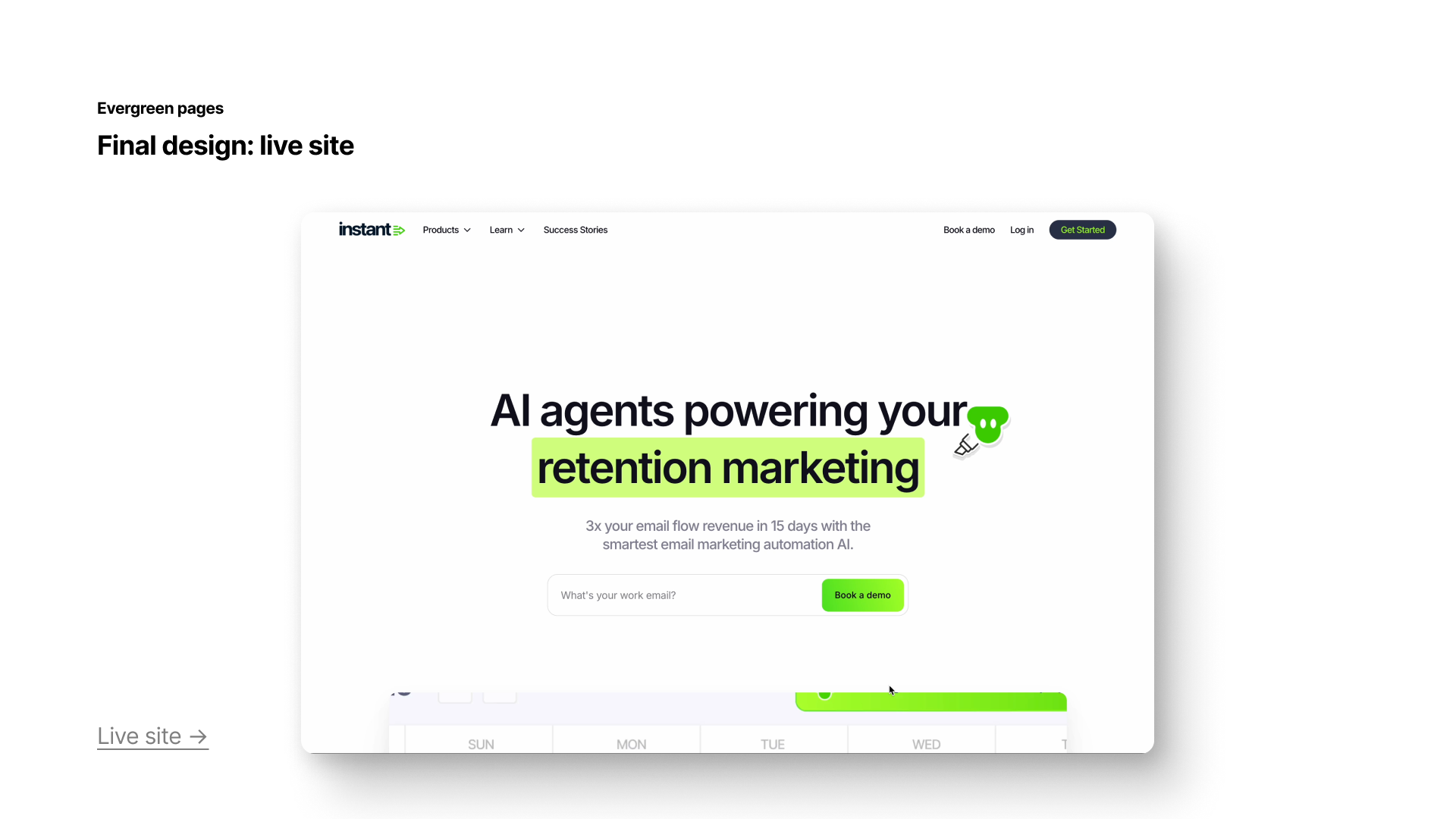 Final design: live site